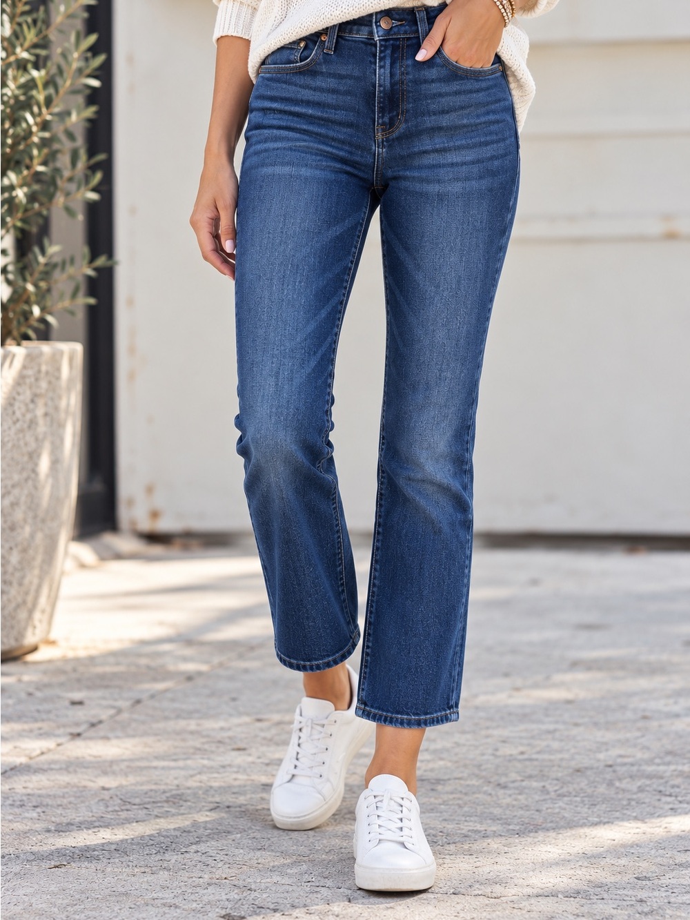 PAIGE Cindy Straight Leg High-Rise Jeans Dark Wash Stretch Denim Size 26